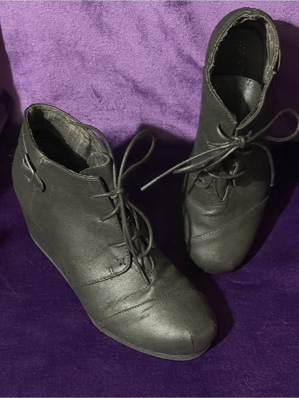 Maurices Black Faux Suede Wedge Booties Women's Size 9